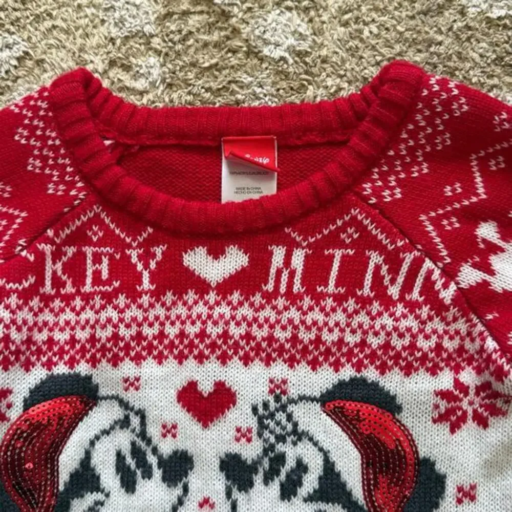 Disney Mickey Minnie Christmas Sweater Size 5T Red Holiday Fair‎ Isle Winter